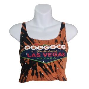 Reworked Welcome to Vegas Rhinestone Crop Tank
